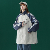 中性春季新款宽松撞色印花插肩立领情侣夹克女JK6101P55控68，男装夹克，电商A268
