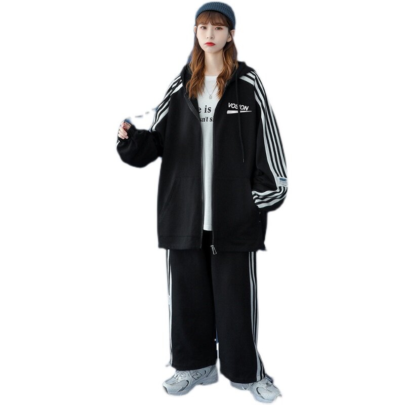 中性套装秋冬撞色开衫连帽卫衣男女套装TZ6705P100控138,男装休闲套装,电商A268