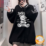 中性风韩版撞色小V领宽松抽绳卫衣男女情侣上衣新B607P55控68，男装卫衣，电商A268