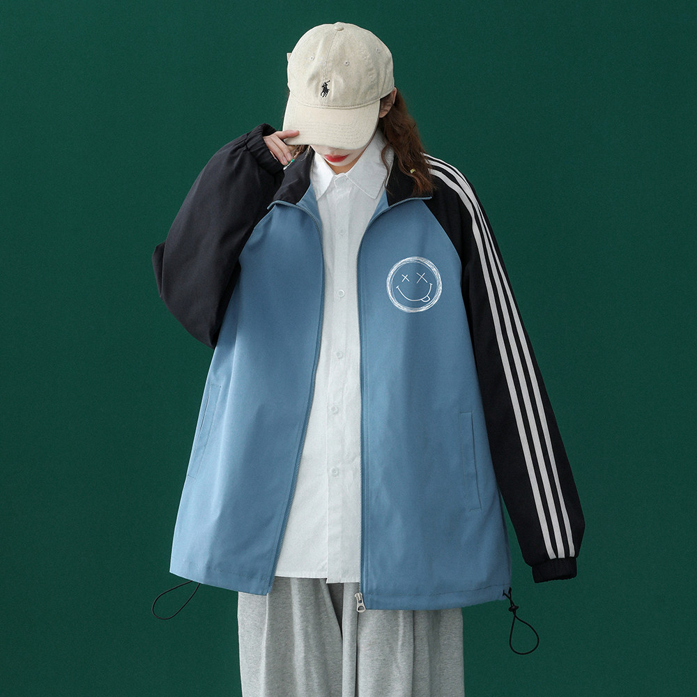 中性春季新款宽松撞色印花插肩立领情侣夹克女新JK6101P55控68,男装夹克,电商A268