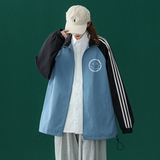 中性春季新款宽松撞色印花插肩立领情侣夹克女新JK6101P55控68，男装夹克，电商A268