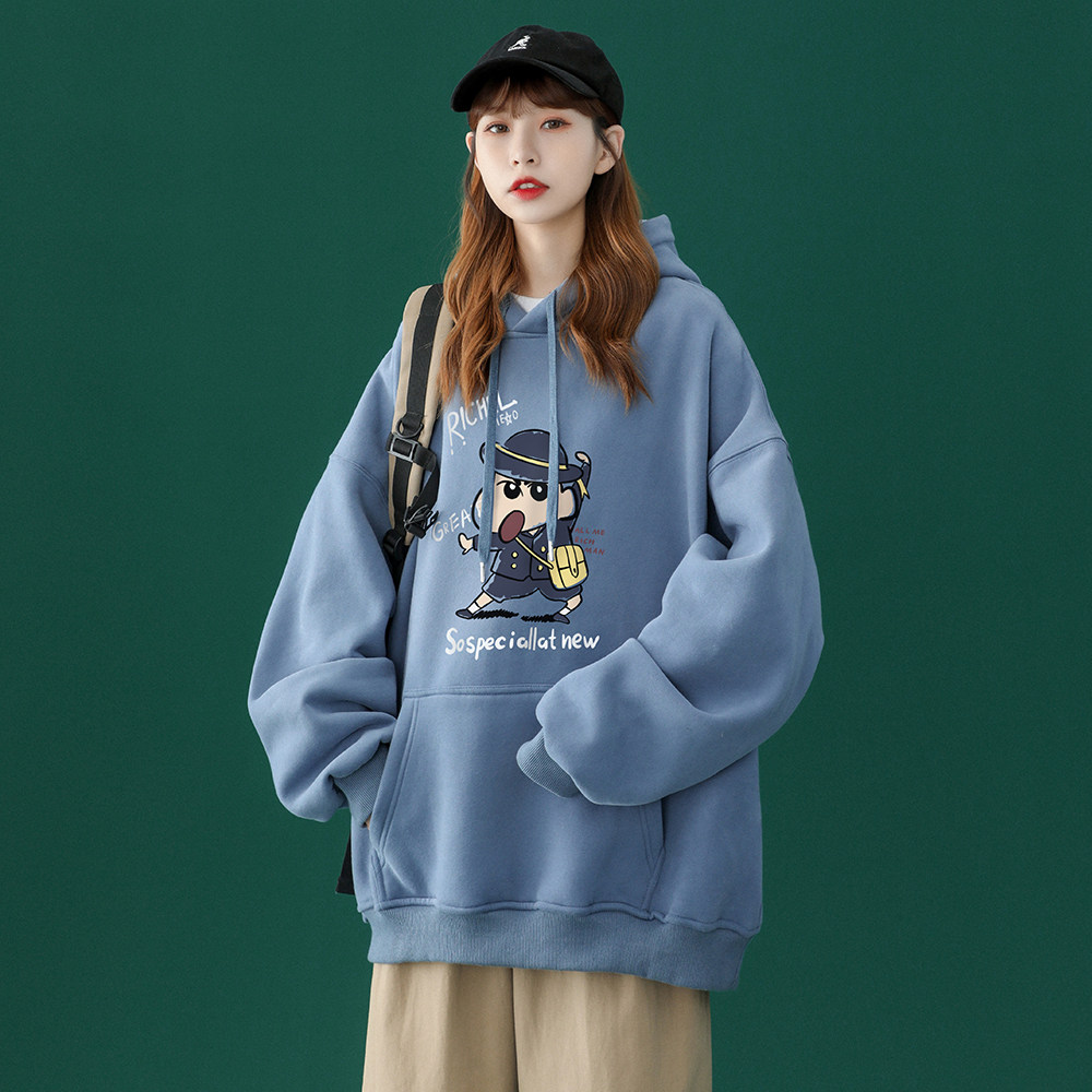 中性秋冬新款宽松小新印花连帽卫衣新男女新W6233P35控48，男装卫衣，电商A268