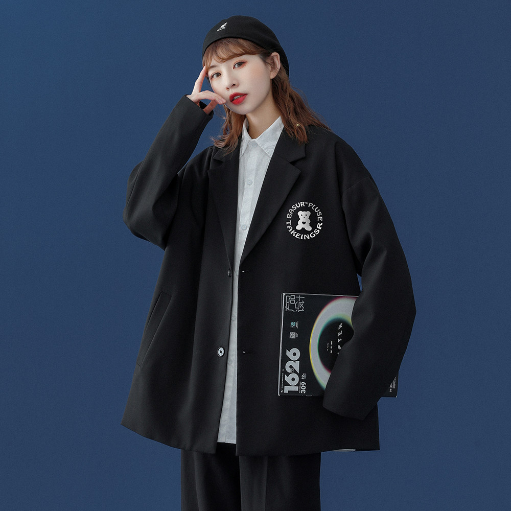 中性秋季潮流休闲翻领西服小西装外套上衣男女新XZ614P75控88,男装西服,电商A268