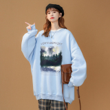 新款秋季中性韩版潮流宽松情侣圆领卫衣男女新W6128P30控48，男装卫衣，电商A268