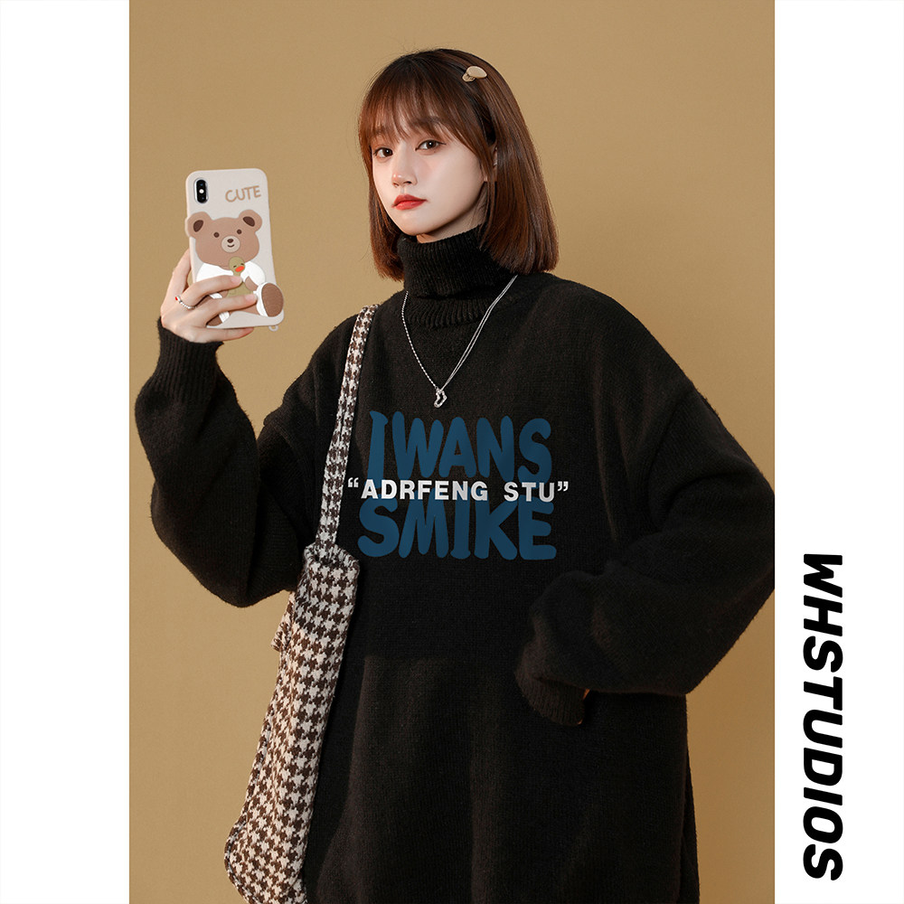 中性冬季宽松百搭毛衣男女潮流针织衫潮M6911P65控78加绒P75，男装针织衫/毛衣，电商A268