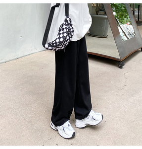 中性风  秋冬宽松垂感纯色运动休闲裤子男女长裤D213  P48控68图片