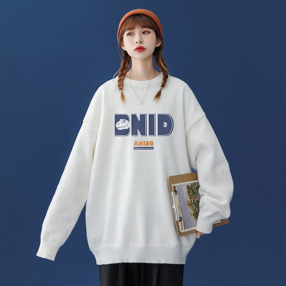 中性风秋冬字母印花宽松圆领软糯毛衣男女针织衫M6816P55控68，男装针织衫/毛衣，电商A268