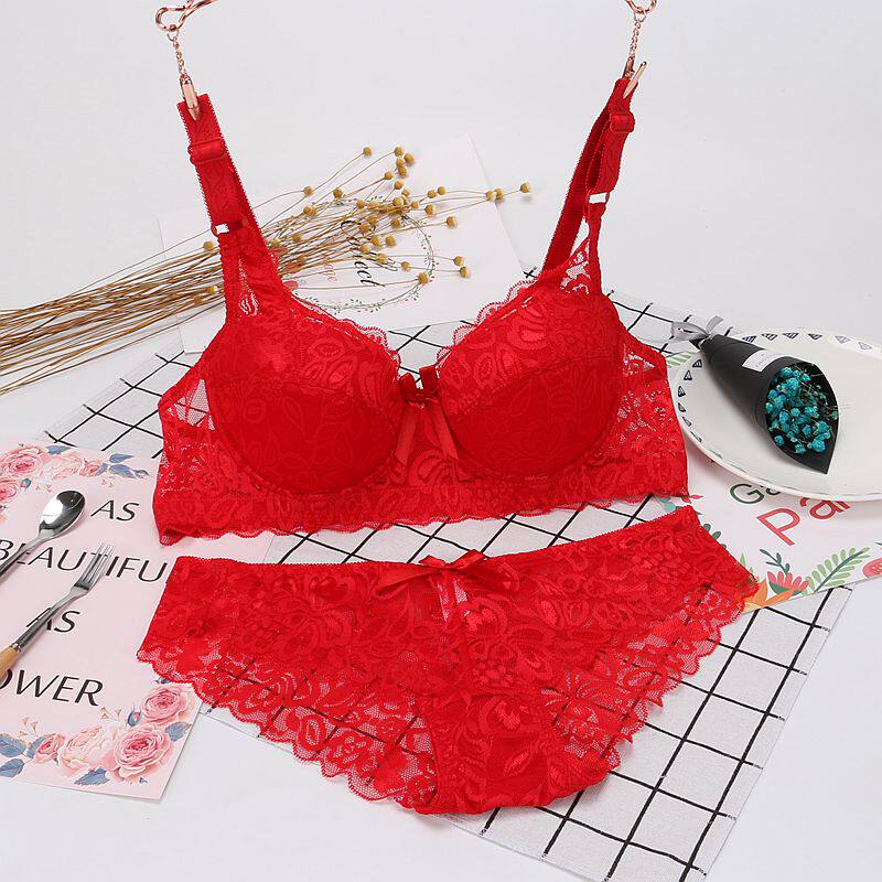 夏季女士内衣套装超薄款性感蕾丝胸罩半透明内裤调整型无痕文胸