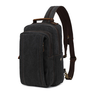 新款 休闲斜挎包男生大容量运动斜背包单肩斜挎 帆布胸包挎包男士