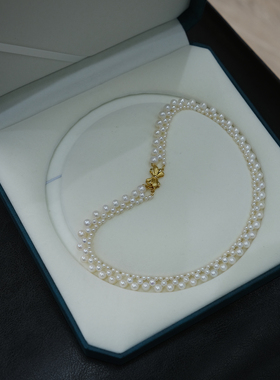 losu流素.编织款蕾丝天然珍珠近正圆3-7mm法式项链