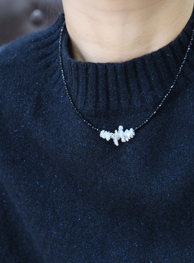 流素losu—925银天然珍珠花瓣珍珠黑尖晶石简约气质项链