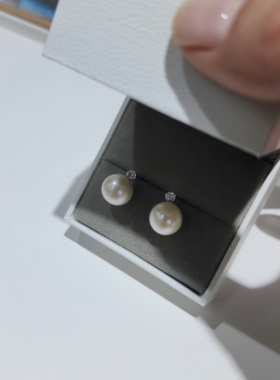 流素losu.925银正圆强光天然珍珠锆石气质耳钉