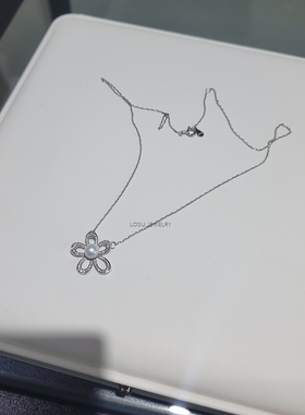 流素losu—花朵天然珍珠正圆纯银项链浪漫吊坠