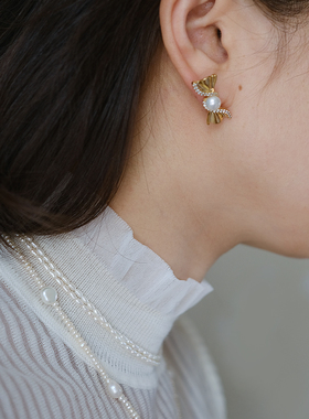 流素losu . 925银针天然珍珠糖果耳钉少女短款耳饰
