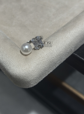 流素losu-925银天然珍珠近正圆无暇强光戒指女精致锆石气质戒指