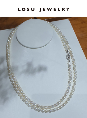 活动价  流素losu—925银淡水珍珠长款休闲毛衣链项链百搭多戴款