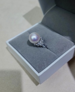 流素losu.冰雪女王款 12MM强光粉光无瑕戒指 珍珠戒指11