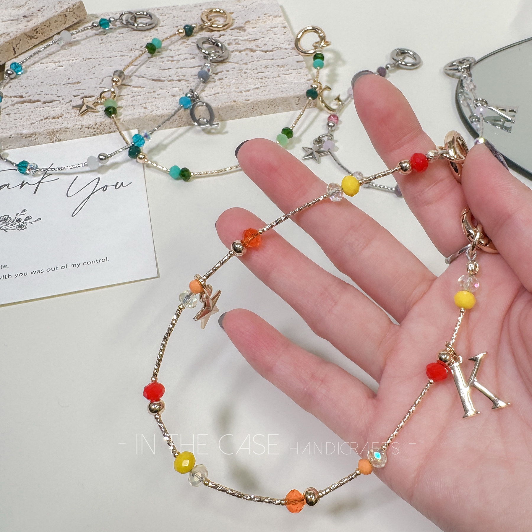 InTheCase原创极细碎钻亮闪串珠字母定制手机绳轻便牢固实用挂链,节庆用品/礼品,手机链,淘宝优惠券,粉丝福利购,淘宝优惠卷