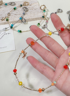 InTheCase原创极细碎钻亮闪串珠字母定制手机绳轻便牢固实用挂链