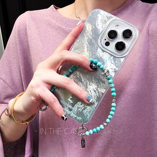 InTheCase天然绿松石iphone17pro字母定制羽纱渐变手机壳适用苹果