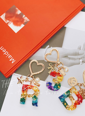 InTheCase 店主推荐定制情人节日礼物彩虹贝壳字母钥匙扣汽车挂件