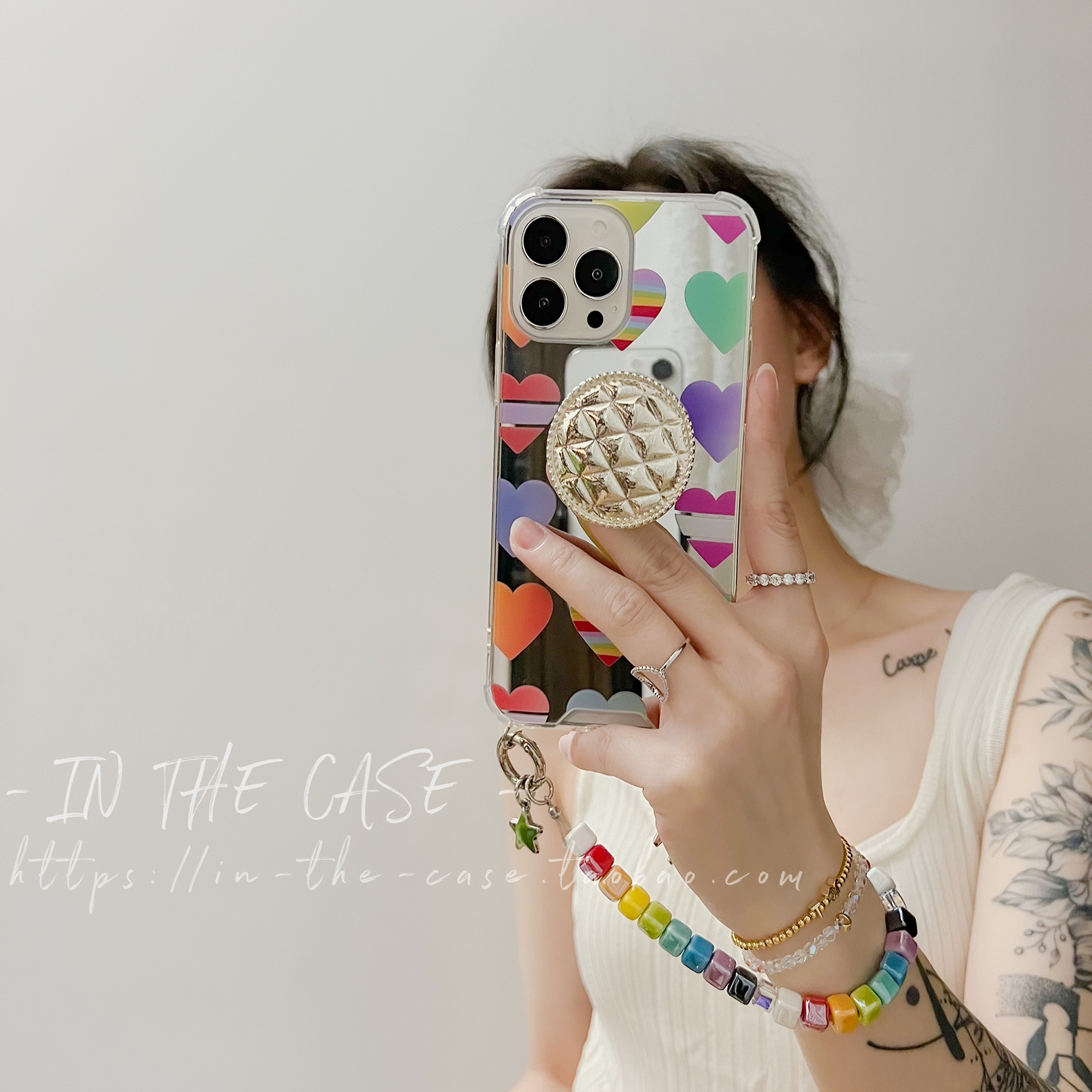 iphone15彩虹手腕链条手机壳苹果