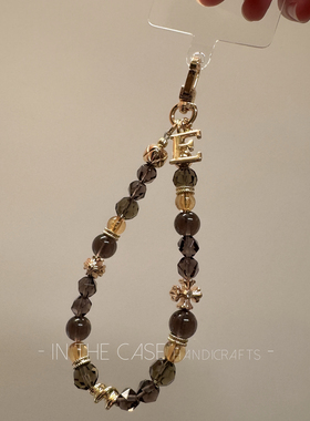 InTheCase 原创禅意棕色茶晶切面烟晶串珠手机链结实不易断防摔绳