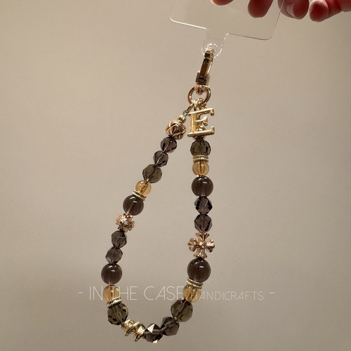 原创禅意茶晶切面烟晶串珠手机链