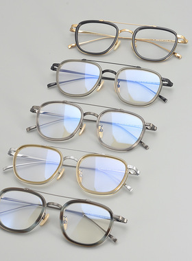 日系金子同款TH9025纯钛双横梁复古男女方框近视眼镜框架