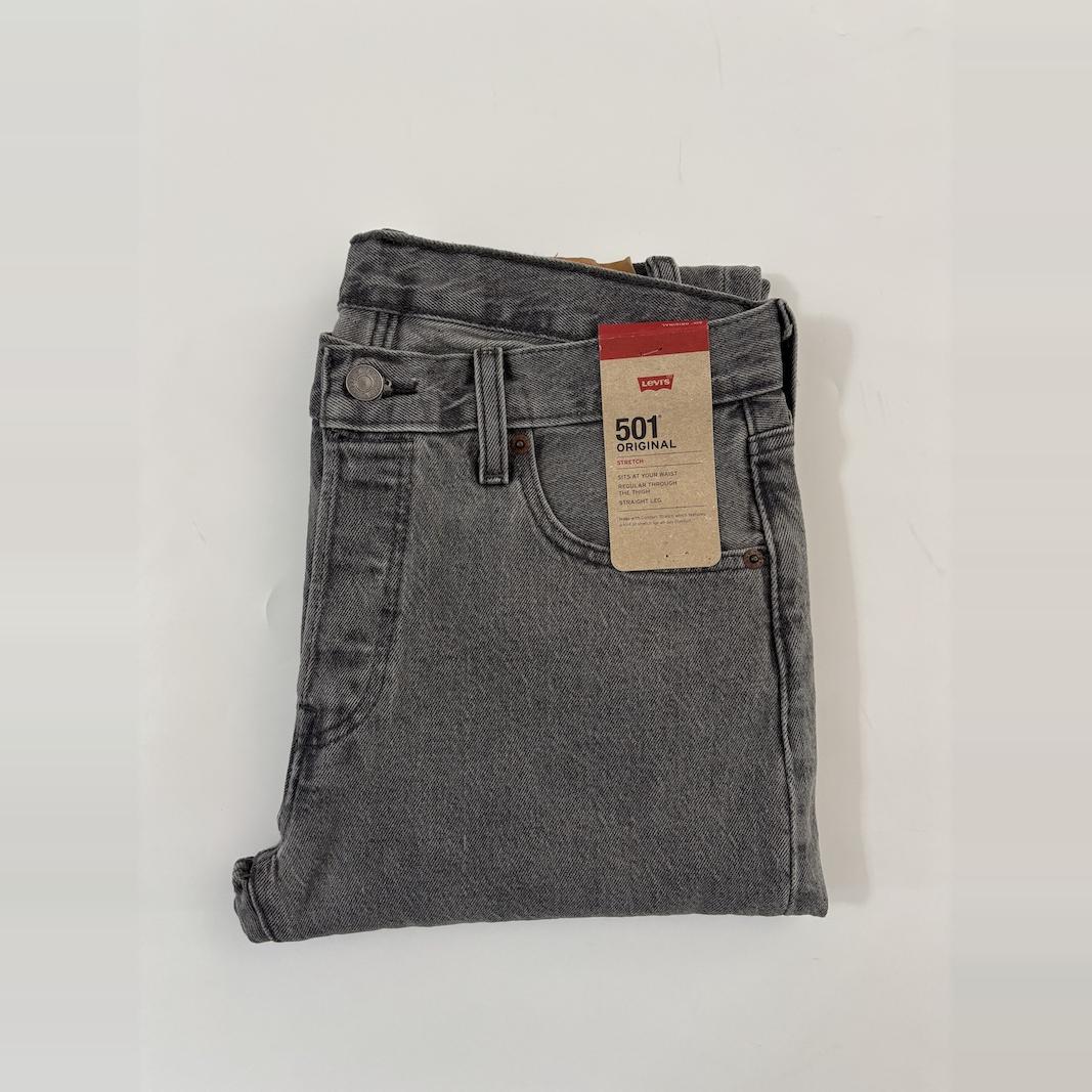 李维斯男501灰色水洗直筒牛仔裤