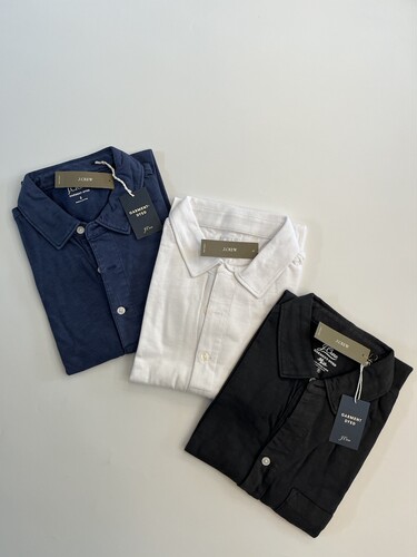 J.CREW男纯色水洗短袖polo衫