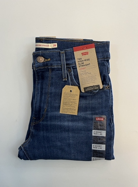 现货Levi's/李维斯724蓝色水洗高腰小直筒牛仔裤188830126