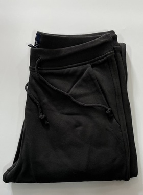 现货J.CREW男黑色加绒中腰锥形束脚休闲卫裤秋冬款#AL878