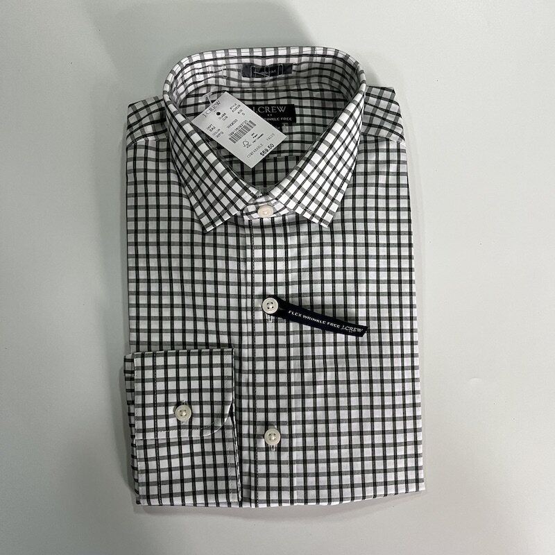 J.CREW男修身格子免烫长袖衬衫