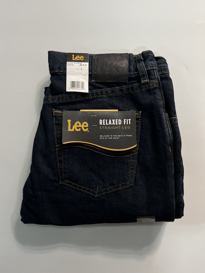 现货美版Lee男中腰宽松直筒加绒牛仔裤深蓝色水洗厚款冬款2055791