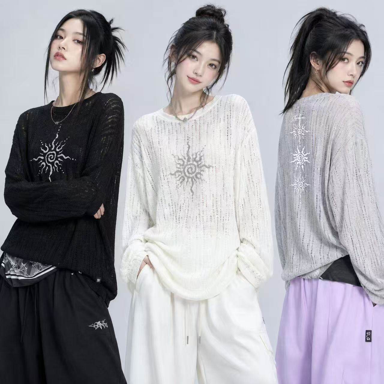 2026秋季新款针织衫广场舞爵士舞服装上衣宽松圆领表演舞蹈服C288
