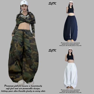 2026春季新款广场舞裤SCK伞兵裤时尚休闲炫彩迷彩阔腿显瘦舞蹈裤