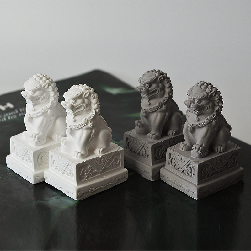 水泥手工制迷你仿石头小狮子摆件镇宅古典风格微景观盆景鱼缸造景