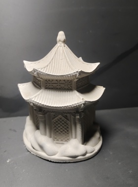 水泥微缩古建筑集贤亭小亭子盆景微景观假山鱼缸水族造景装饰摆件