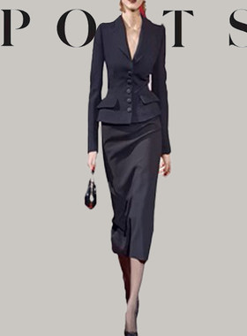 大牌正品2026秋季女法式高端西服职业OL套裙黑色显瘦时尚西装套装