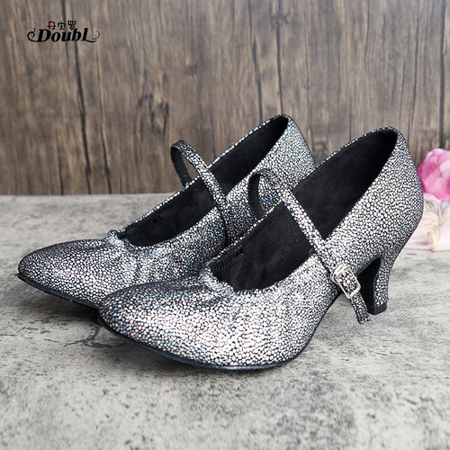 丹宝罗拉丁舞蹈鞋羊皮中跟