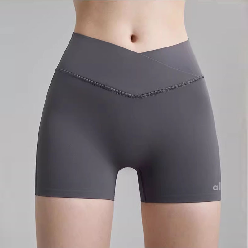 ALOUSAYOGA果冻胶瑜伽三分裤高腰交叉裸感运动短裤女提臀健身短裤