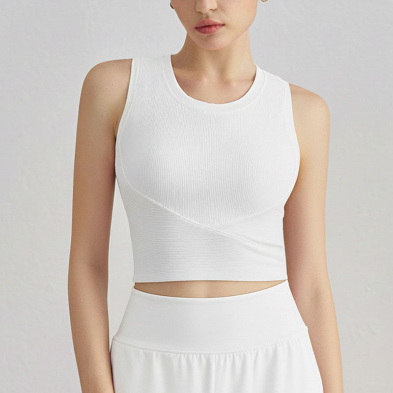 ALO罗纹一体式固定杯运动瑜伽服背心紧身显瘦健身跑步文胸内衣女