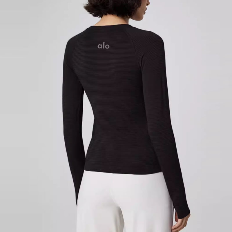 ALO圆领运动瑜伽服修身显瘦长袖