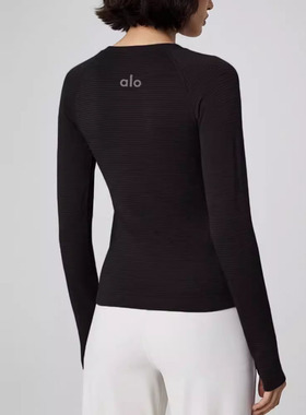 ALO秋冬新款圆领运动瑜伽服套指修身显瘦长袖T恤健身跑步服上衣女