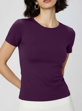 ALOUSAYOGA修身运动短袖t恤女普拉提训练健身跑步显瘦瑜伽服上衣