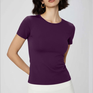 ALOUSAYOGA修身 t恤女普拉提训练健身跑步显瘦瑜伽服上衣 运动短袖