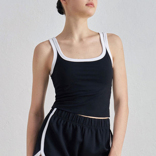 ALO美式复古拼色U领运动瑜伽背心女外穿美背甜妹健身跑步文胸内衣