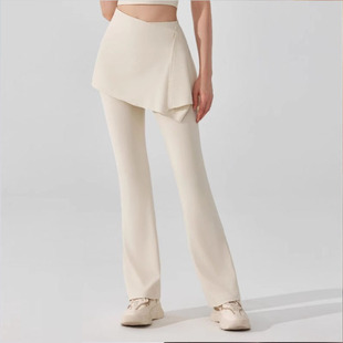 ALO户外裸感瑜伽微喇裤 女 裙假两件遮屁帘外穿跑步舞蹈健身喇叭裤