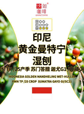 咖啡生豆 印度尼西亚 黄金曼特宁 湿刨 PWN TP/迦尤 G1/典藏21目